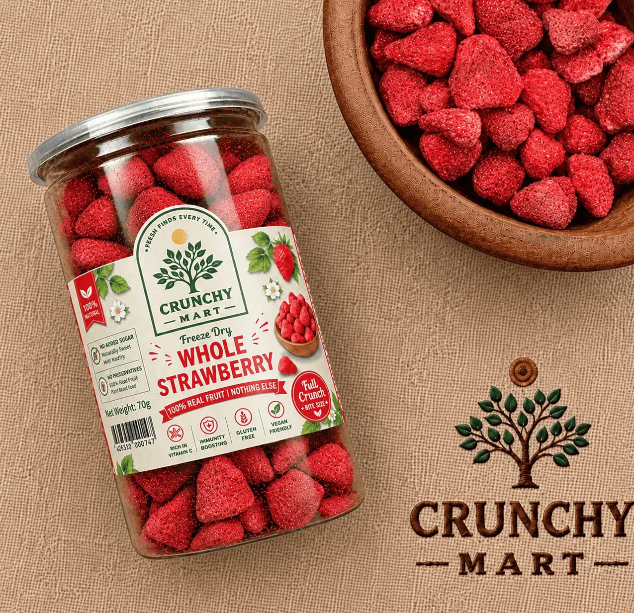 Premium Freeze-Dried Whole Strawberry