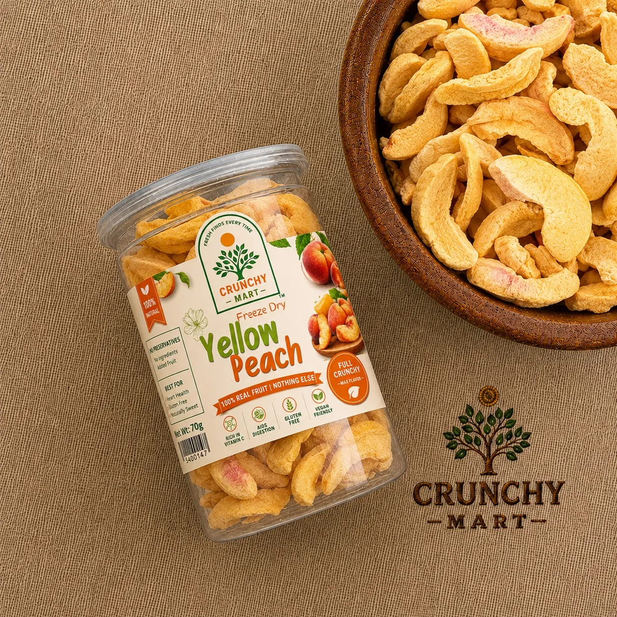 Premium Freeze-Dried Yellow Peach